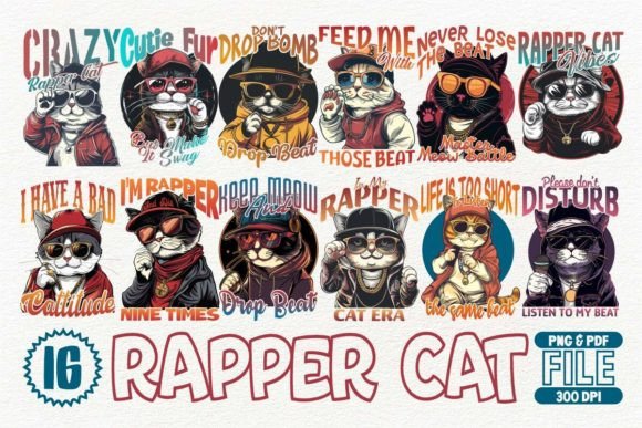 Rapper Cat Design Bundle: Your Ultimate Streetwear Asset