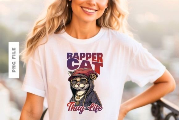 Rapper Cat Thug Life T-Shirt Design: Your Next Bestseller Awaits